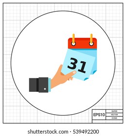 Hand Tearing off Calendar Sheet Icon