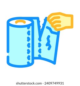 hand tearing paper towel color icon vector. hand tearing paper towel sign. isolated symbol illustration