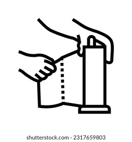 hand tearing paper towel line icon vector. hand tearing paper towel sign. isolated contour symbol black illustration