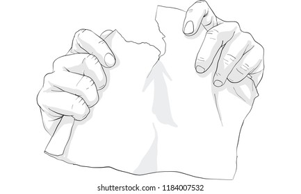 hand tearing paper, vector