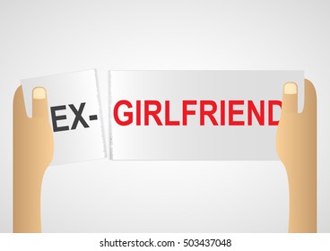 Hand tearing a piece of ex-girlfriend paper