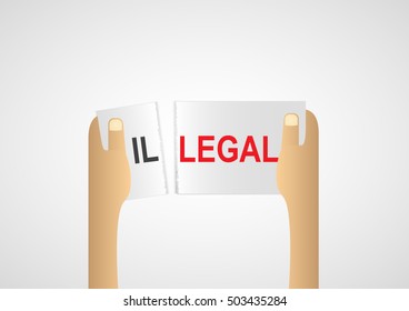 Hand tearing a piece of illegal paper
