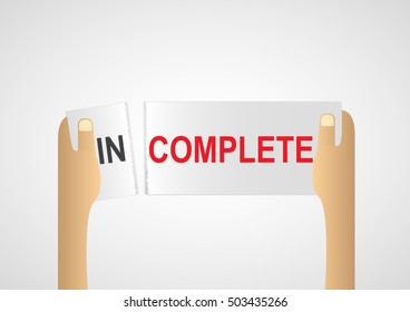 Hand tearing a piece of incomplete paper