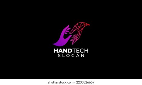 Hand tech logo design illustration vector template