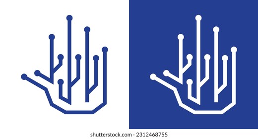 hand technology icon minimalist vector illustration