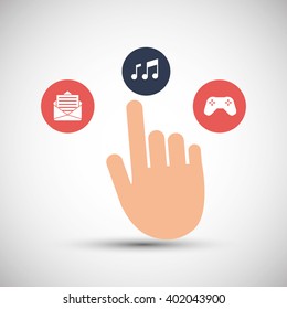 Hand with technology icons, vector illustration design