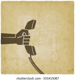 hand with telephone handset. vector illustration - eps 10
