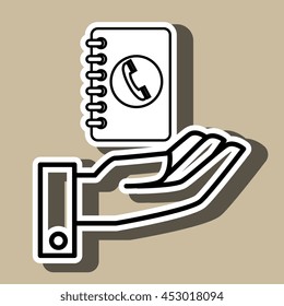 hand and telephone isolated icon design, vector illustration  graphic 