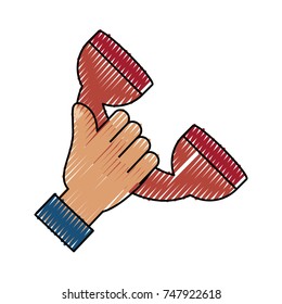 hand with telephone   vector illustration
