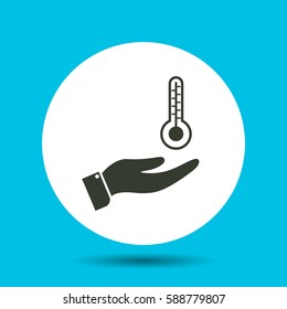 Hand and temperature icon. Flat vector illustration in black on white background.