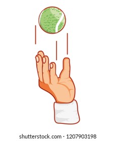 hand with tennis sport ball icon