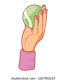 hand with tennis sport ball icon