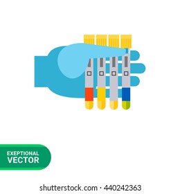 Hand with Test Tubes Icon