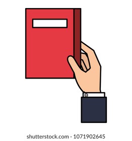 hand with text book