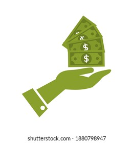 Die Hand, die das Bargeld akzeptiert.