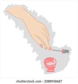 a hand that is being colored with pink nail polish