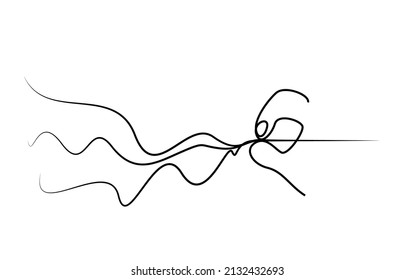 A hand that connects and organizes tangled ragged threads. The concept of therapy and doctor assistance for human psychology problems. professional businessman organizing business