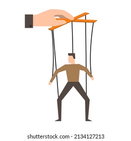 hand that controls a man puppet marionette