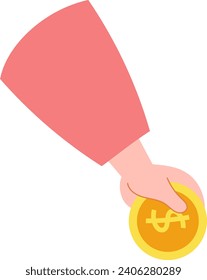hand that gives a coin commemorating world kindness day flat icon style