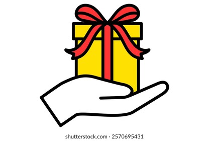 The hand that gives the gift, Simple and cute Valentine's Day icon, Vector Illustration