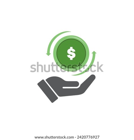 The hand that receives the money return and return on investment logo design