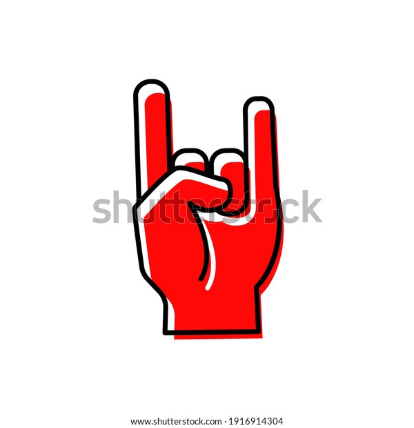 Hand that rocks finger. Linear style.\
Isolated on a white background. Vector\
graphics.