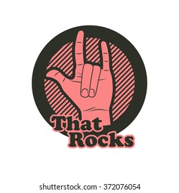 Hand in that rocks sign. Vector illustration. Rock n roll symbol.