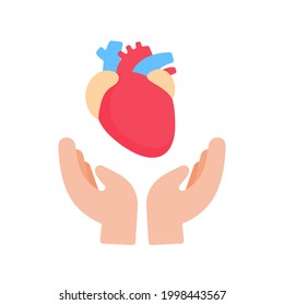 hand that supports internal organs The concept of organ donation for the treatment of patients