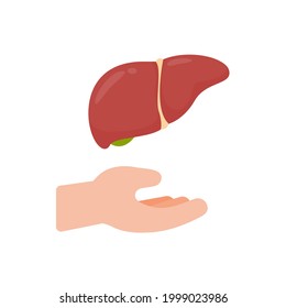 hand that supports internal organs The concept of organ donation for the treatment of patients