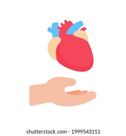 hand that supports internal organs The concept of organ donation for the treatment of patients