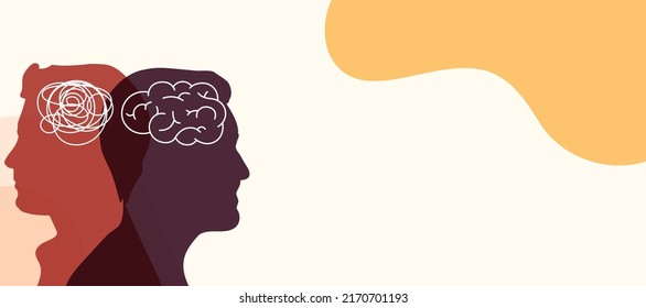 Hand of a therapist or doctor untangling a tangle in the silhouette head of a patient's side. Mental health concept. Psychology and psychiatry. Mind Disease and Psychotherapy. Depression and stress.