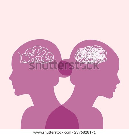 Hand of a therapist or doctor untangling a tangle in the silhouette head of a patient's side. Mental health concept. Psychology and psychiatry. Mind Disease and Psychotherapy. Depression and stress.