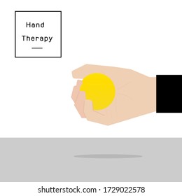 terapia manual por una bola de goma amarilla para sanar y restaurar los vectores de tendón del músculo de la mano