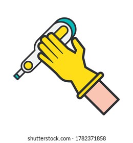 hand with thermometer medical tool vector illustration design