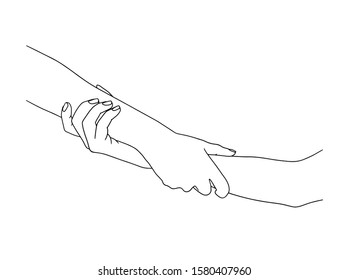 Sketch Two Hands Holding Together Concept Stock Vector (Royalty Free ...