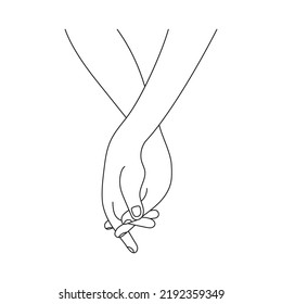 mano a mano. línea delgada dibujando manos negras. Ilustración vectorial.