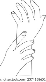 hand in hand. thin line drawing black hands . Vector illustration