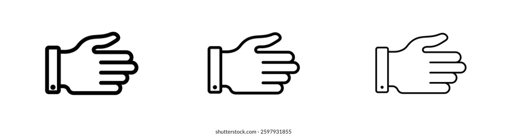 Hand thin line vector icon set.