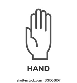 Hand Thin Line Vector Icon Isolated on the White Background.