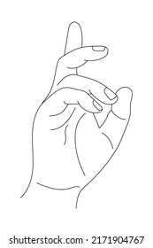 Hand thoughtful gesture sketch vector illustration.