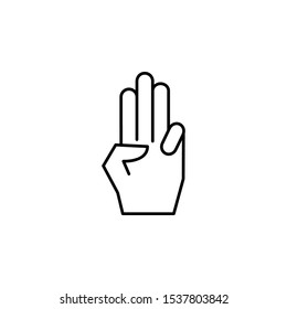 Hand three finger icon. Simple line, outline vector of hand icons for ui and ux, website or mobile application