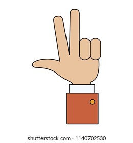 Hand three number sign