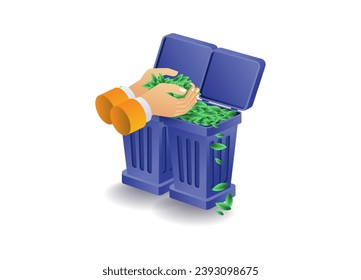 Hand throwing away organic waste concept illustration