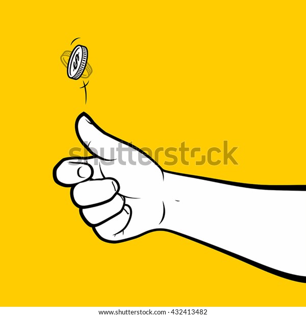 Hand throwing\
coin