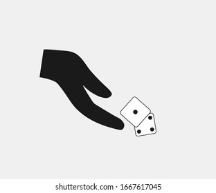 Hand throwing dice icon. Vector illustration. Isolated.