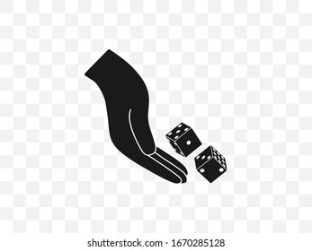 Hand throwing dice icon. Vector illustration. Isolated.