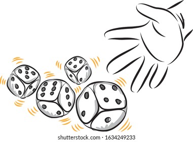 hand throwing dice luck concept vector illustration