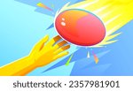 The hand throwing a frisbee disk on abstract background. Sport and games