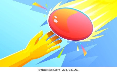 The hand throwing a frisbee disk on abstract background. Sport and games