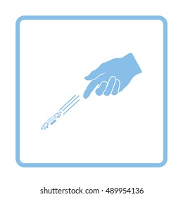 Hand throwing gamble chips icon. Blue frame design. Vector illustration.